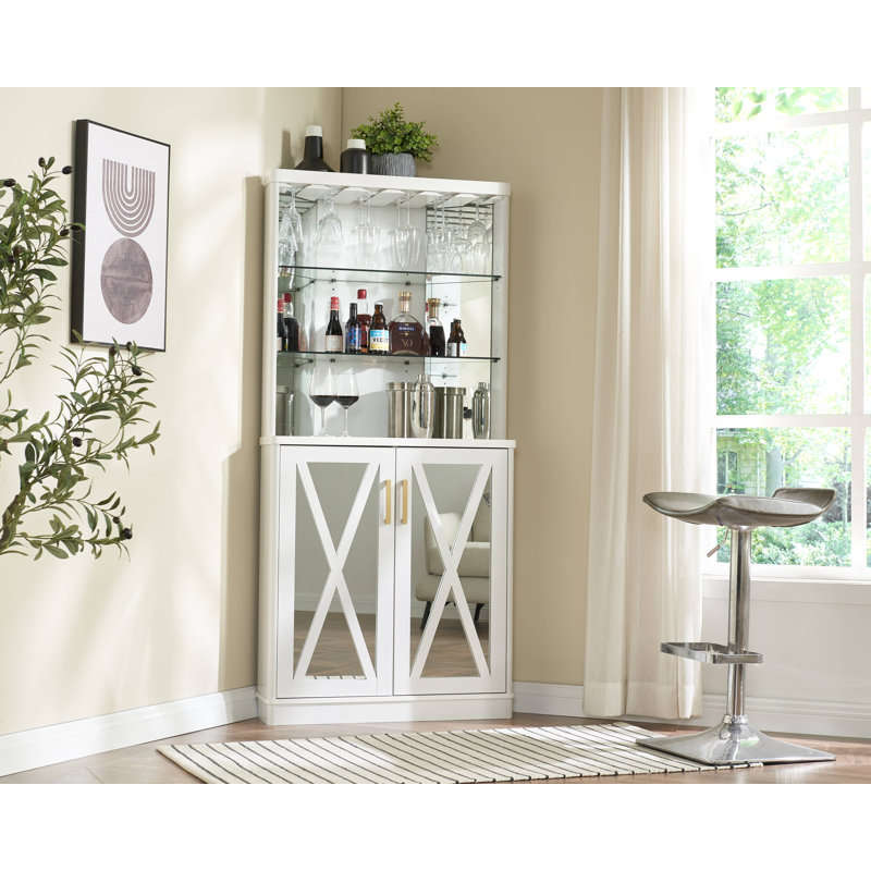 Gracie Oaks Corner Bar with Mirrored Panels & Reviews Wayfair